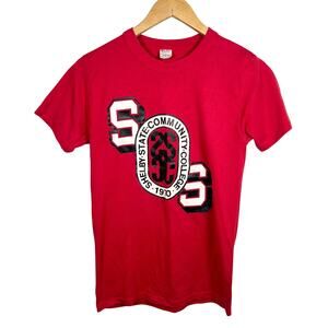 Vintage 70's Champion Red Shelby State Community College Single Stitch Shirt
